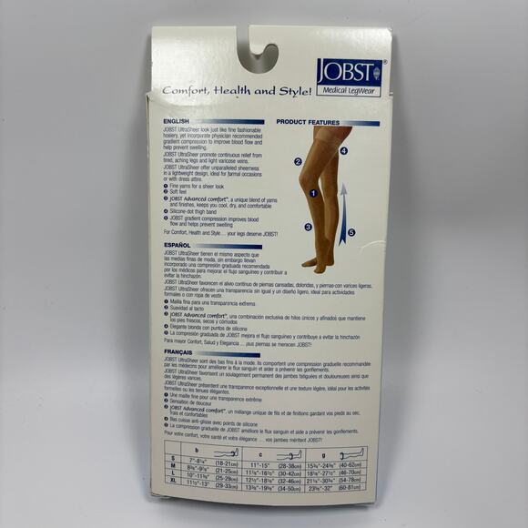 Jobst Compression Stockings 15-20 mmHg XL Thigh High Silicone Dot Band Natural - Picture 7 of 9